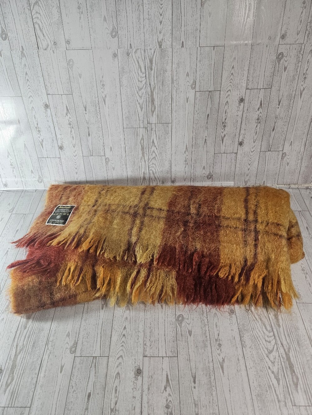Bronte at Home Mohair Throw with Fringe Ruch Red Gold Warm Blanket